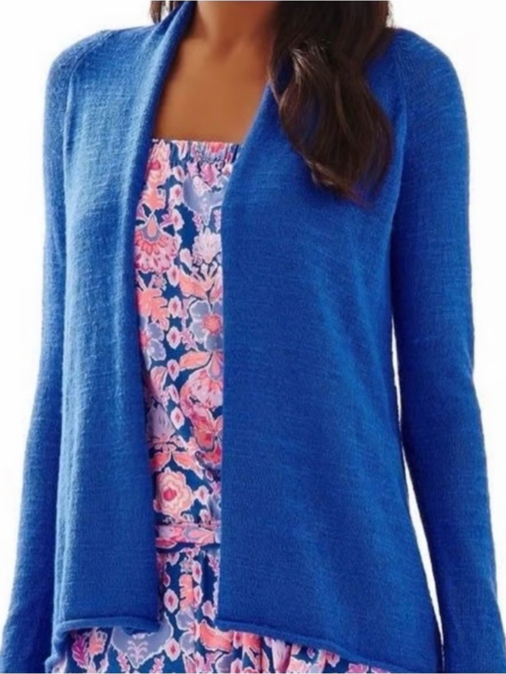 NEW LILLY PULITZER EDA OPEN FRONT CARDIGAN IN IRIS BLUE SIZE XS